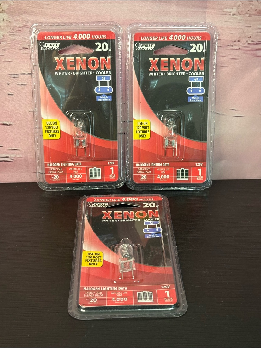 Lot of 3 Feit Electric 20W Xenon bulb G8 fitting. New Sealed.